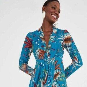 Farm Rio Teal Leaf Maxi Dress